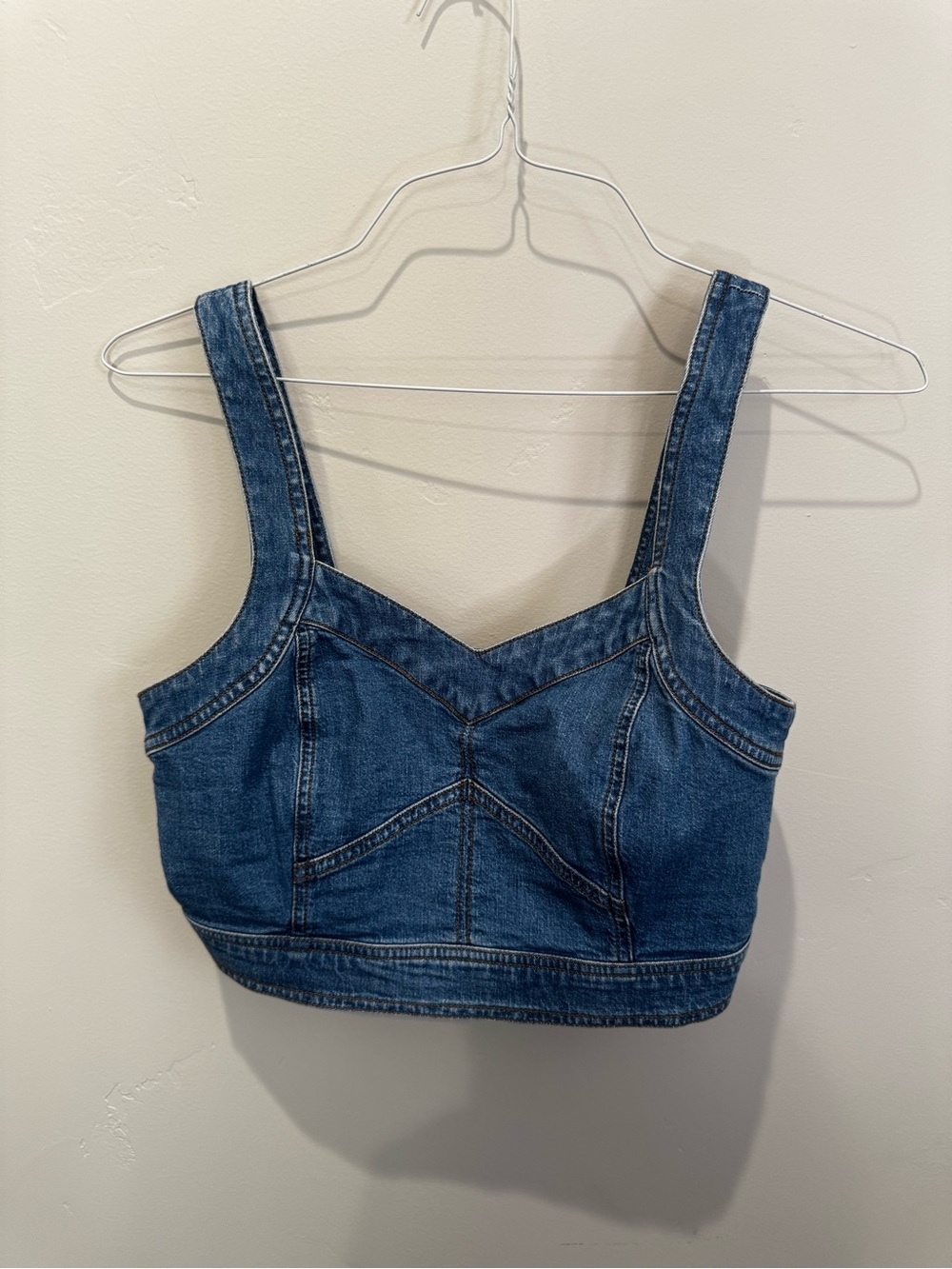 Madewell Medium Blue Denim Cropped Vest